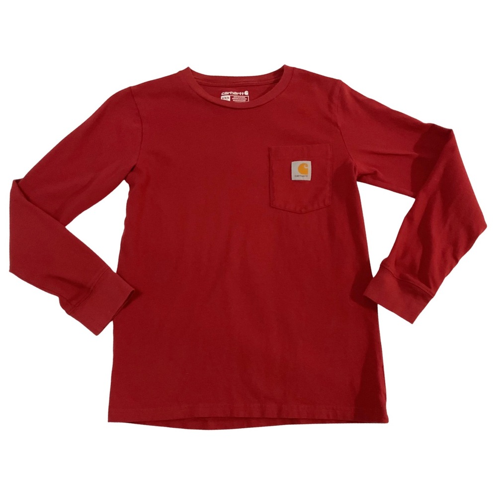 Carhartt Kids Red Long Sleeve Pocket T Shirt Outdoor ATV‎ Graphic Size M 10 12